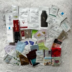 45 Assorted Skincare & Hair Sample Sachet Packs DHC Replenix Vichy The Balm